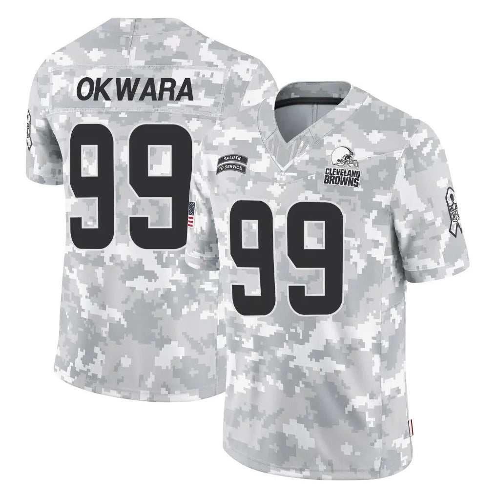 C.Browns #99 Julian Okwara Player Arctic Camo Salute to Service Limited Home Game Odoa Stitched Jerseys