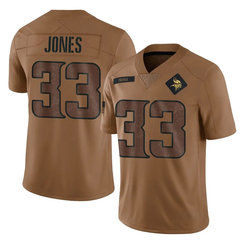 M.Vikings #33 Aaron Jones Sr. Player Brown Salute To Service Limited Odoa Stitched Jerseys