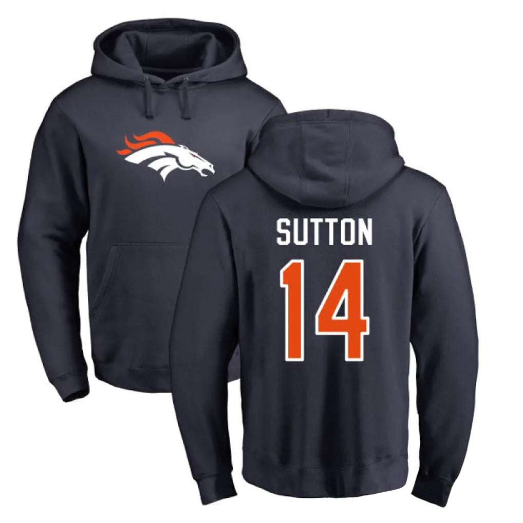 D.Broncos #14 Courtland Sutton Player Navy Pullover Hoodie Limited Odoa Stitched Jerseys