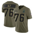 LA.Chargers #76 Joe Alt Player Olive 2025 Salute To Service Limited Game Odoa Stitched Jerseys