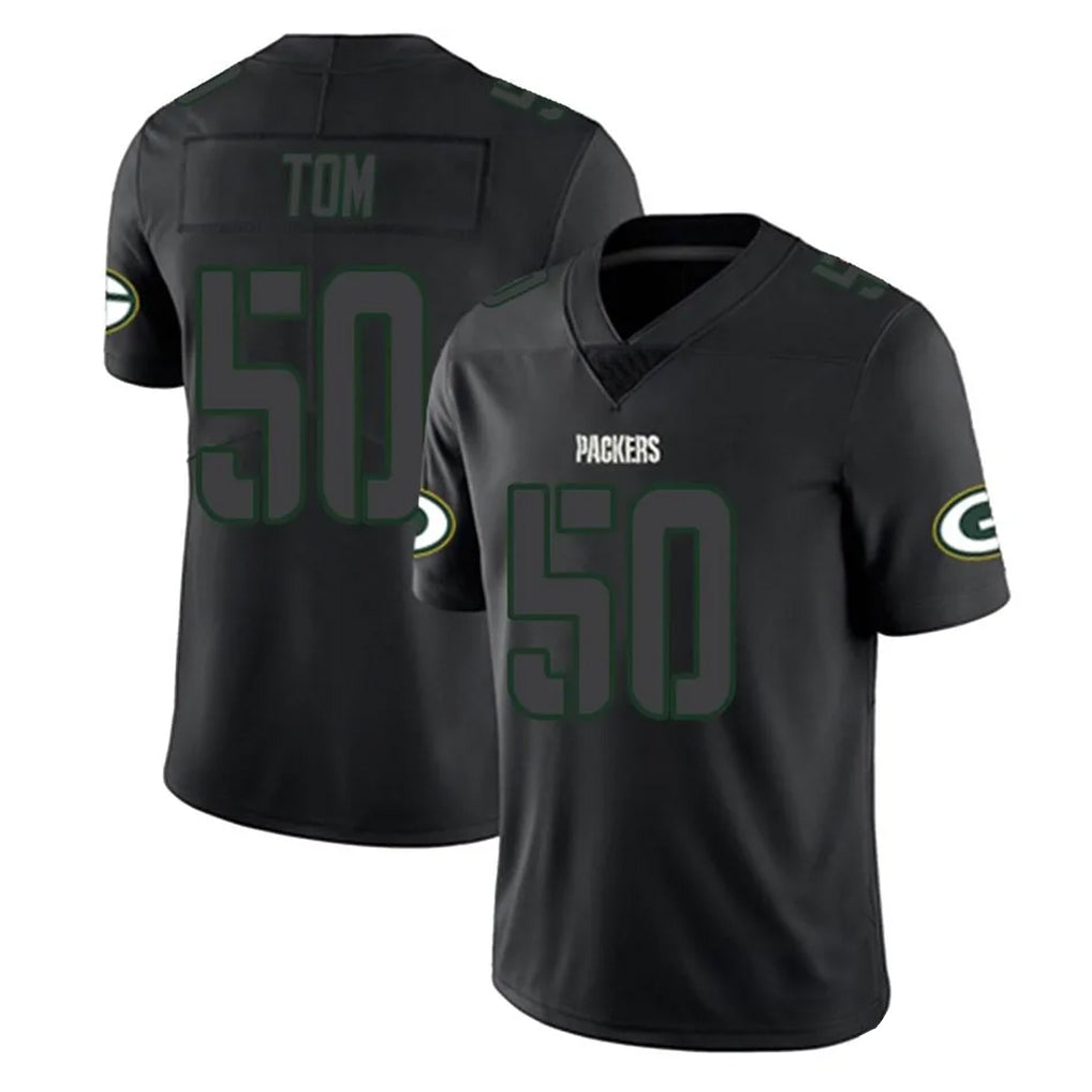 GB.Packers #50 Zach Tom Player Black Impact Limited Home Game Odoa Stitched Jerseys