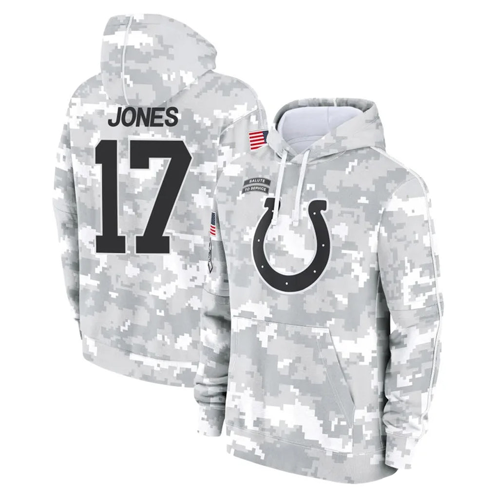 IN.Colts #17 Daniel Jones Player Arctic Camo Salute to Service Hoodies Limited Game Odoa Stitched Jerseys