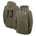 P.Steelers #13 Rico Dowdle Player Olive Salute to Service Pullover Hoodies Limited Odoa Stitched Jerseys