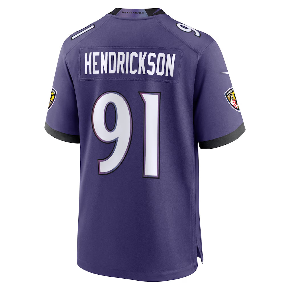 B.Ravens #91 Trey Hendrickson Player Purple Home Game Odoa Stitched Jerseys