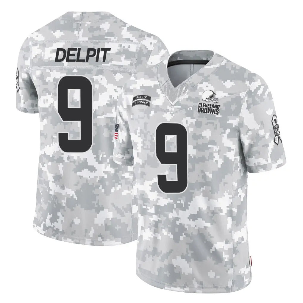 C.Browns #9 Grant Delpit Player Arctic Camo Salute to Service Limited Home Game Odoa Stitched Jerseys