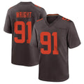 C.Browns #91 Alex Wright Player Brown Alternate Home Game Odoa Stitched Jerseys