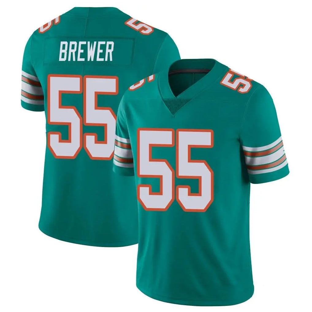 M.Dolphins #55 Aaron Brewer Player Aqua Limited Alternate Vapor Untouchable Home Game Odoa Stitched Jerseys