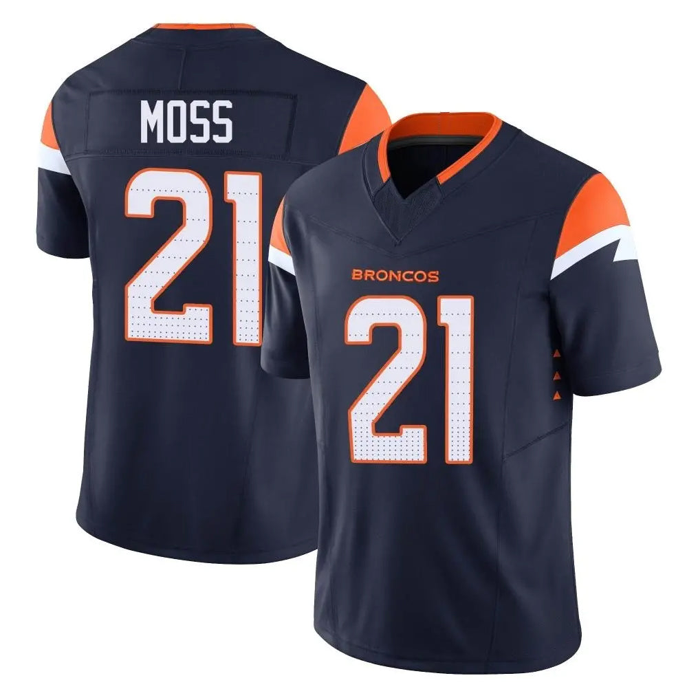 D.Broncos #21 Riley Moss Player Navy Limited Vapor F.U.S.E. Home Game Odoa Stitched Jerseys