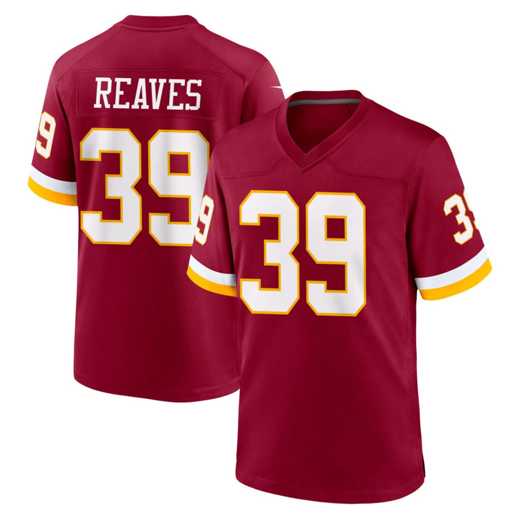 W.Commanders #39 Jeremy Reaves Player Burgundy Game Home Odoa Stitched Jerseys