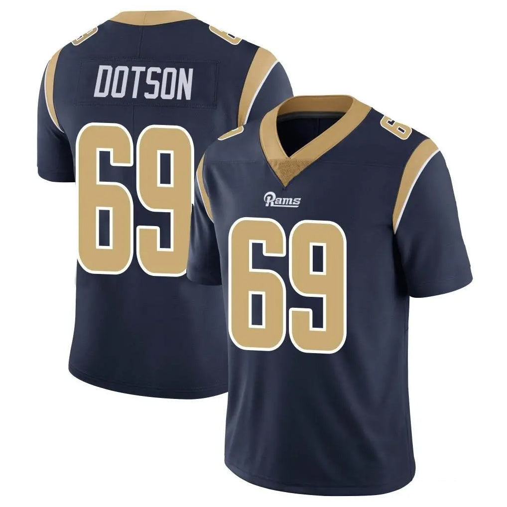 LA.Rams #69 Kevin Dotson Player Navy Limited Vapor Untouchable Home Game Odoa Stitched Jerseys
