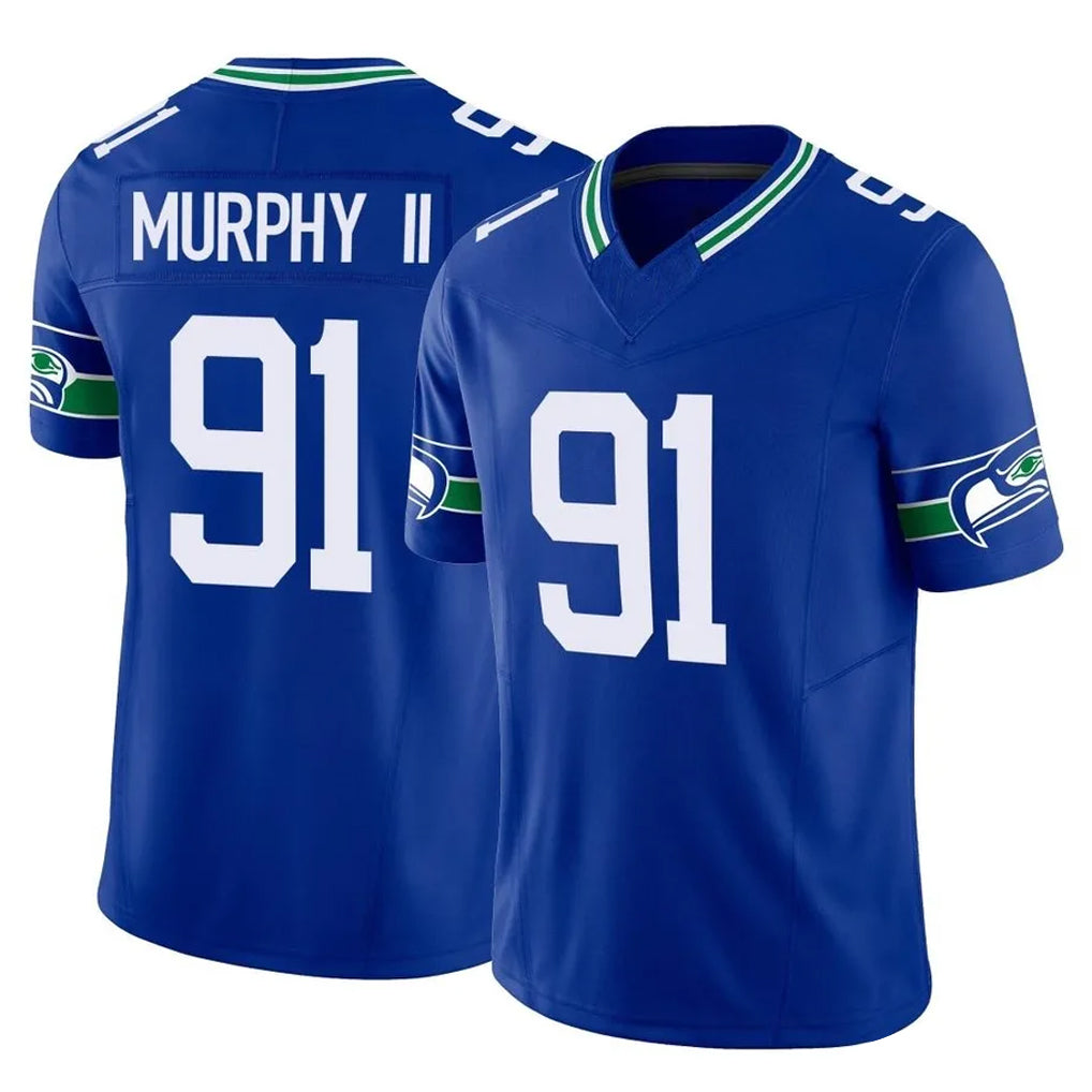 S.Seahawks #91 Byron Murphy II Player Royal Limited Throwback Vapor F.U.S.E. Home Game Odoa Stitched Jerseys