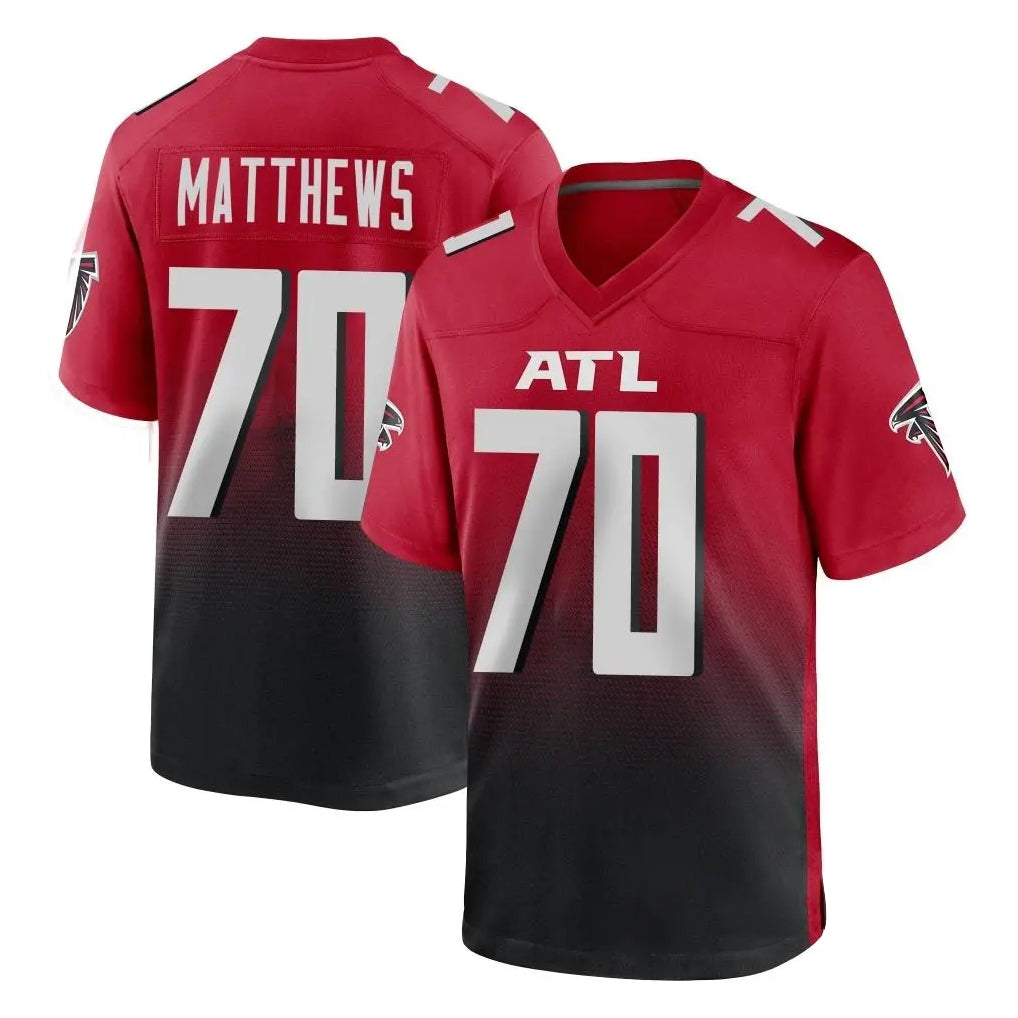 A.Falcons #70 Jake Matthews Player Red Home Game Odoa Stitched Jerseys