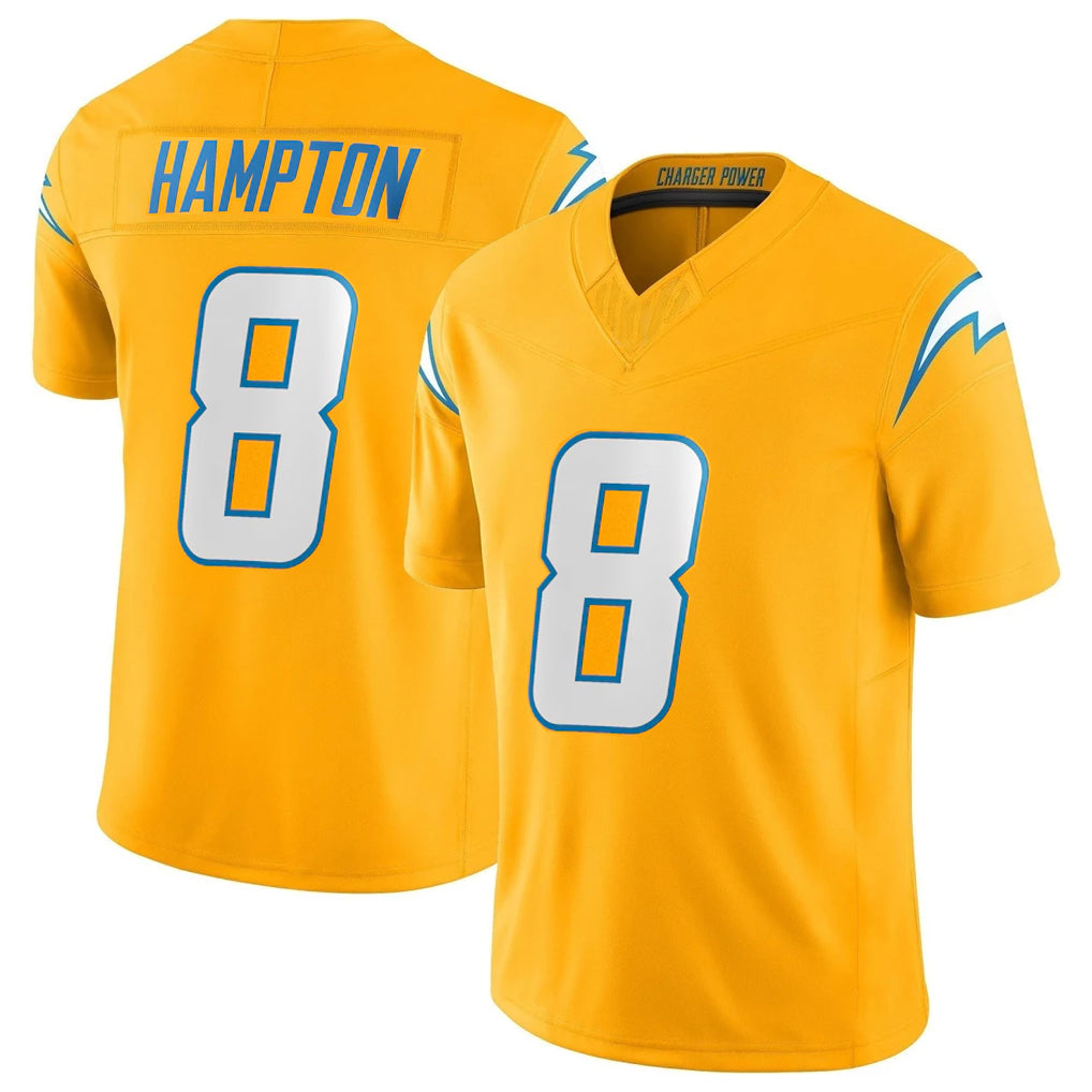 LA.Chargers #8 Omarion Hampton Player Gold Limited Vapor F.U.S.E. Home Game Odoa Stitched Jerseys