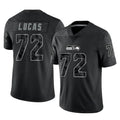 S.Seahawks #72 Abraham Lucas Player Black Limited Reflective Home Game Odoa Stitched Jerseys