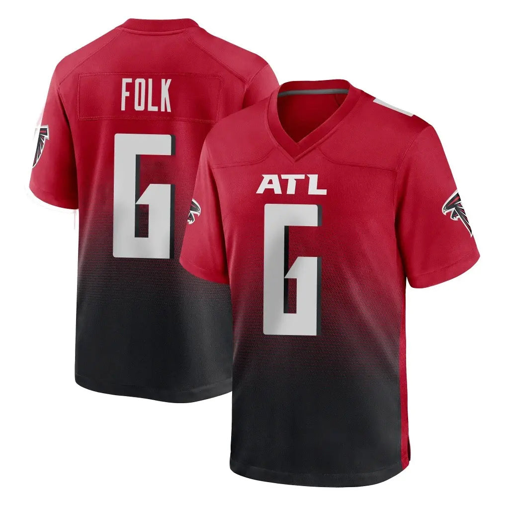 A.Falcons #6 Nick Folk Player Red Home Game Odoa Stitched Jerseys