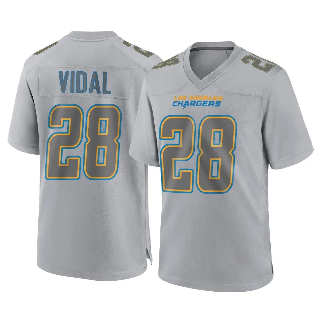 LA.Chargers #28 Kimani Vidal Player Gray Atmosphere Fashion Home Game Odoa Stitched Jerseys