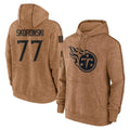 T.Titans #77 Peter Skoronski Player Brown Salute To Service Club Pullover Hoodies Home Game Odoa Stitched Jerseys