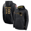 NE.Patriots #18 Kyle Williams Player Black Salute to Service Hoodies Limited Game Odoa Stitched Jerseys