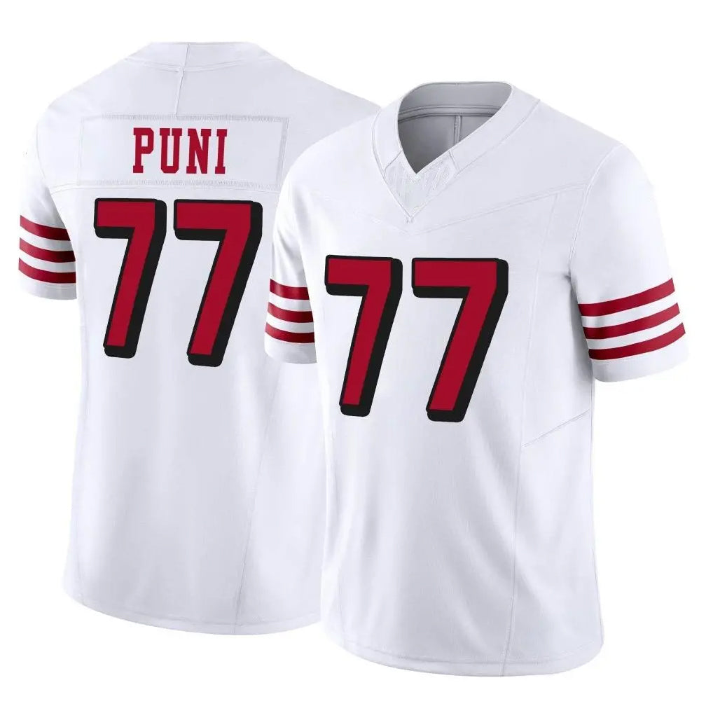 SF.49ers #77 Dominick Puni Player White Limited Alternate Vapor F.U.S.E. Home Game Odoa Stitched Jerseys