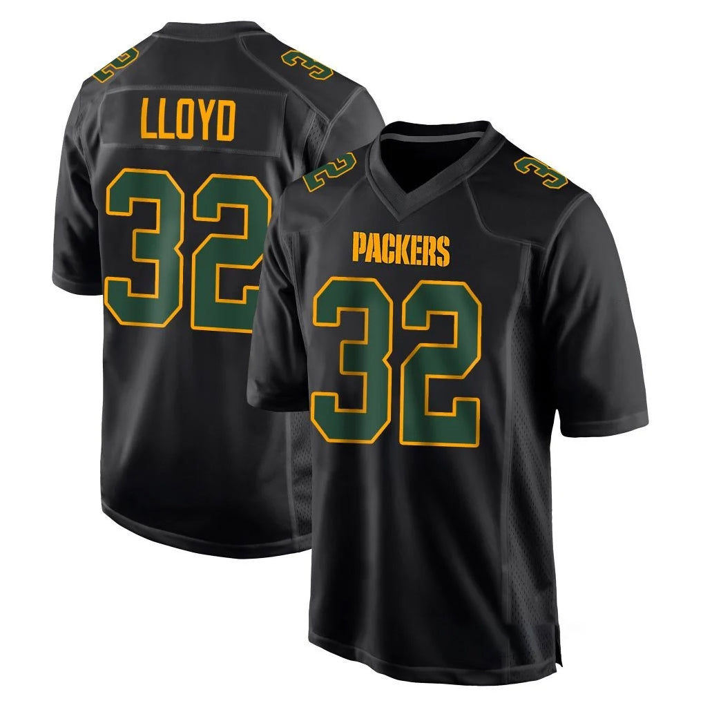 GB.Packers #32 MarShawn Lloyd Player Black Fashion Home Game Odoa Stitched Jerseys