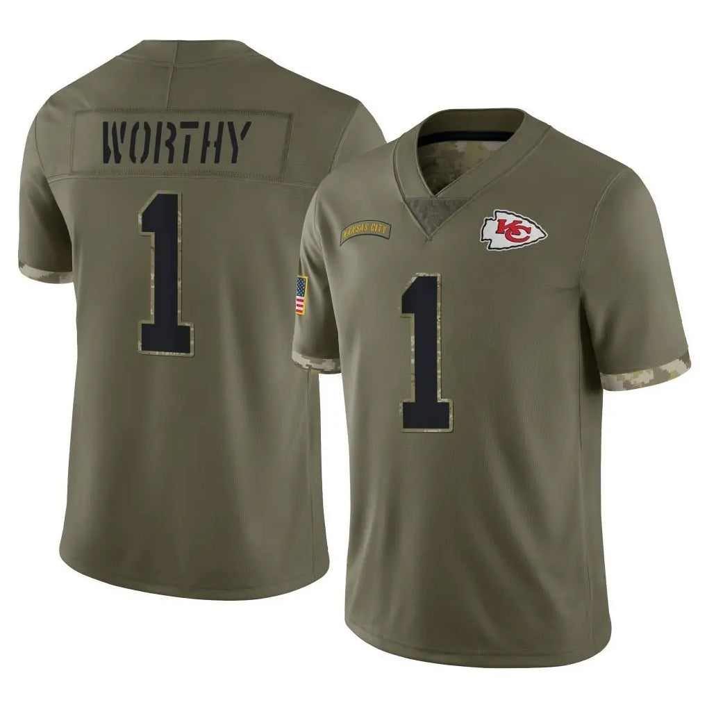 KC.Chiefs #1 Xavier Worthy Player Olive Salute To Service Limited Odoa Stitched Jerseys
