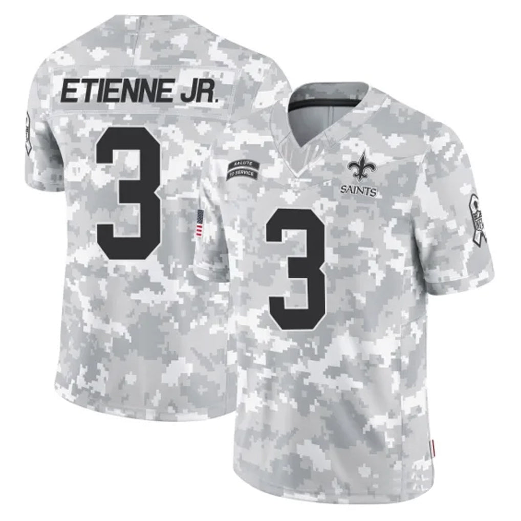 NO.Saints #3 Travis Etienne Jr. Player Arctic Camo Salute To Service Limited Game Odoa Stitched Jerseys