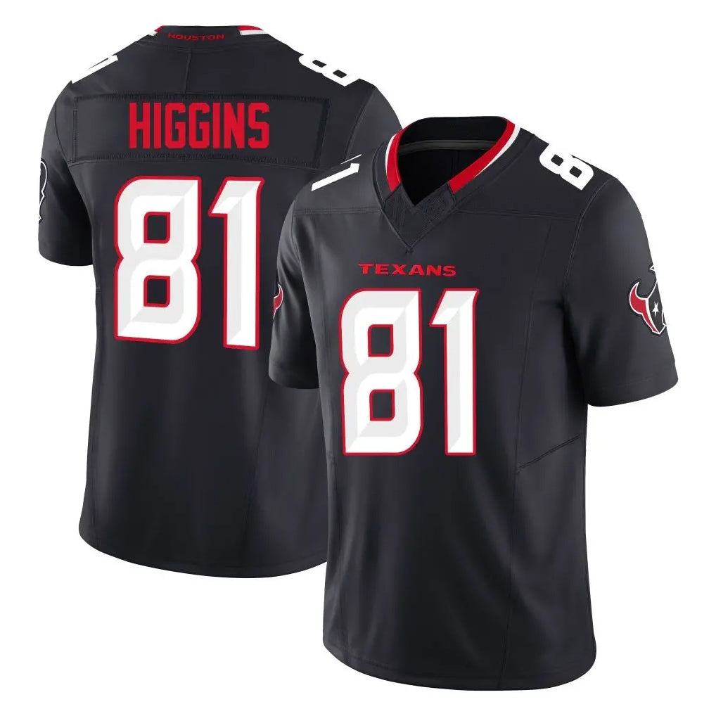 H.Texans #81 Jayden Higgins Player Navy Limited Alternate Vapor F.U.S.E. Home Game Odoa Stitched Jerseys