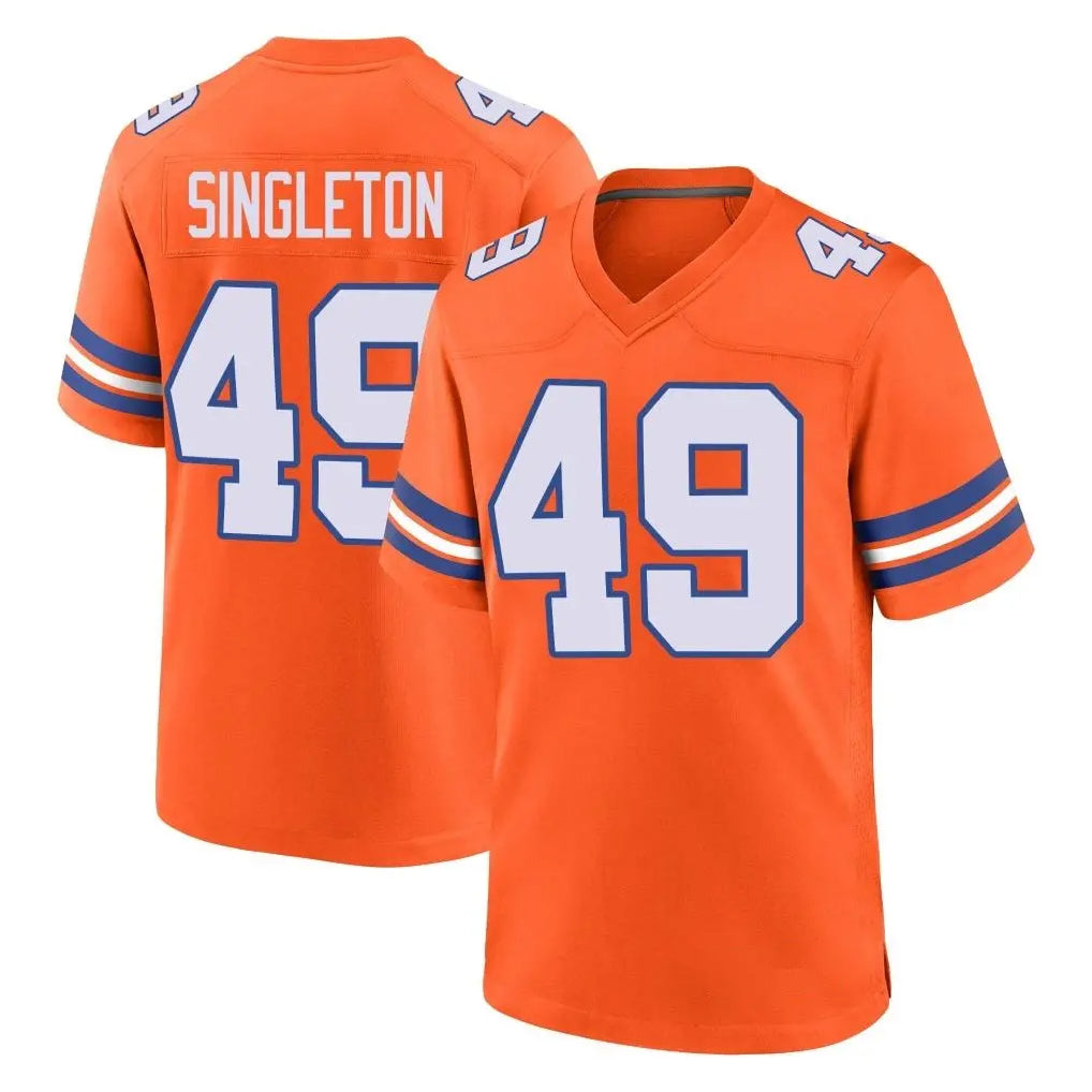 D.Broncos #49 Alex Singleton Player Orange Alternate Collection Throwback Game Odoa Stitched Jerseys