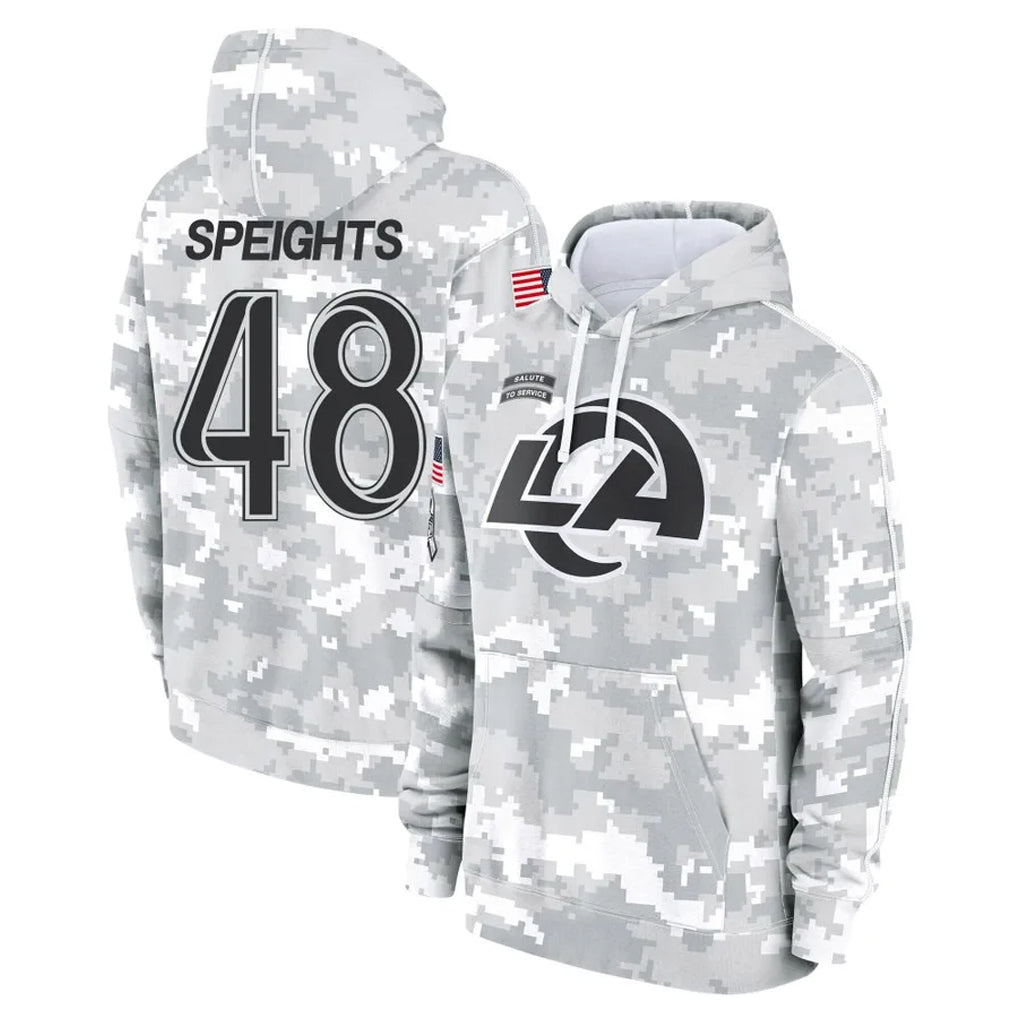 LA.Rams #48 Omar Speights Player Arctic Camo Salute to Service Hoodies Limited Game Odoa Stitched Jerseys