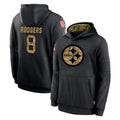 P.Steelers #8 Aaron Rodgers Player Black Salute to Service Hoodies Limited Game Odoa Stitched Jerseys