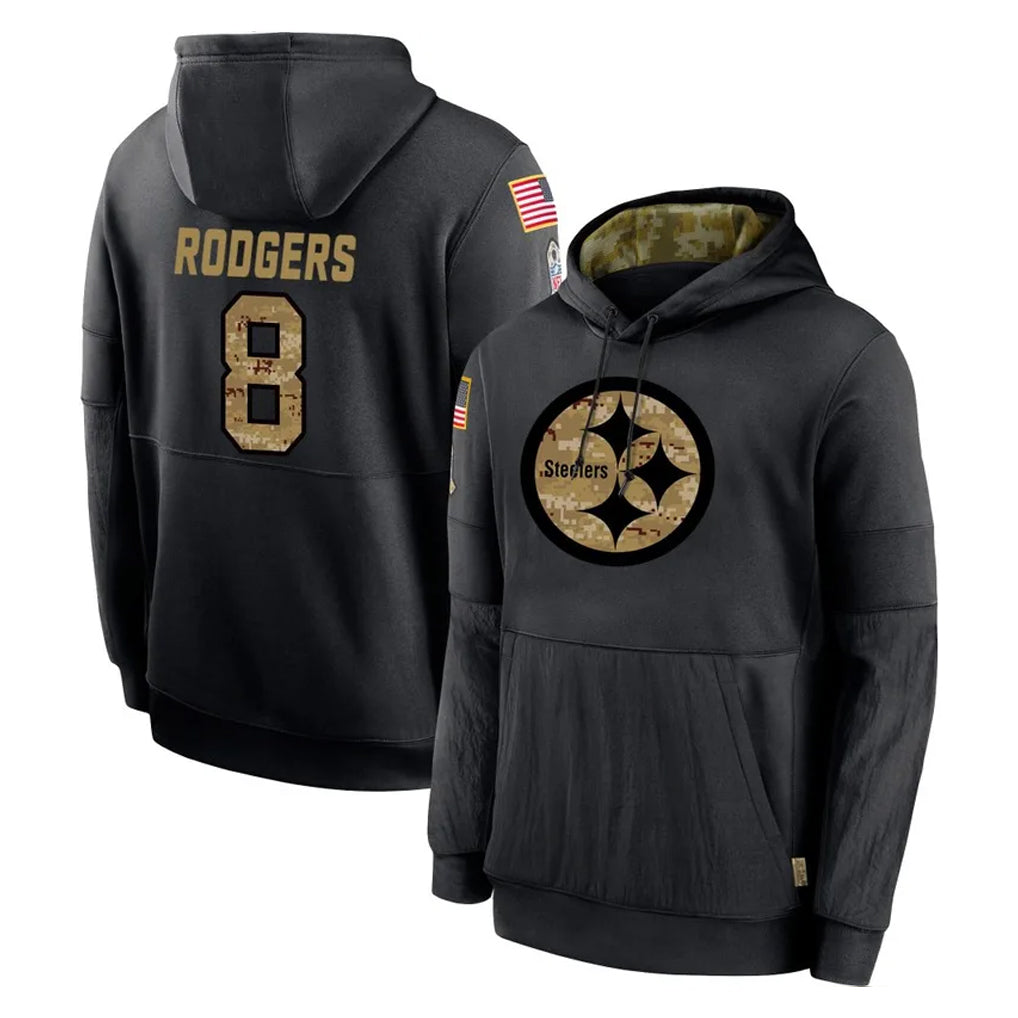P.Steelers #8 Aaron Rodgers Player Black Salute to Service Hoodies Limited Game Odoa Stitched Jerseys
