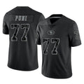 SF.49ers #77 Dominick Puni Player Black Limited Reflective Home Game Odoa Stitched Jerseys