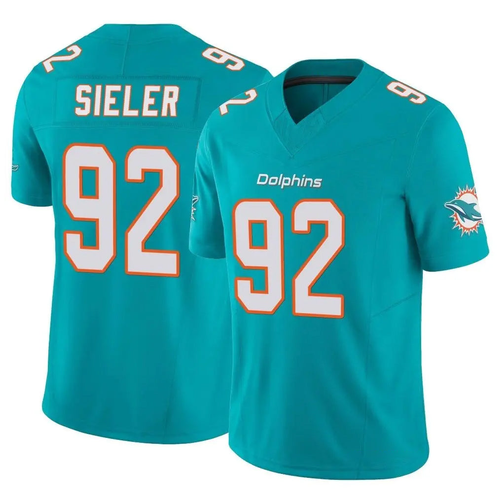M.Dolphins #92 Zach Sieler Player Aqua Limited Vapor F.U.S.E. Home Game Odoa Stitched Jerseys
