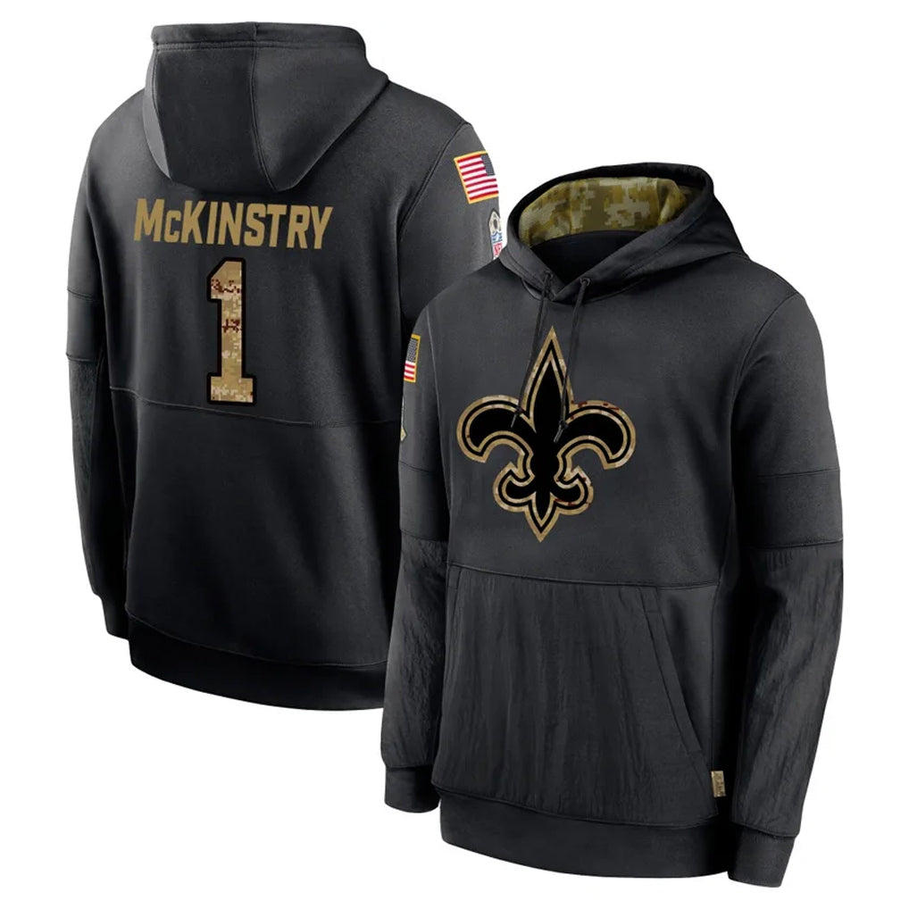 NO.Saints #1 Kool-Aid McKinstry Player Black Salute to Service Hoodies Limited Game Odoa Stitched Jerseys