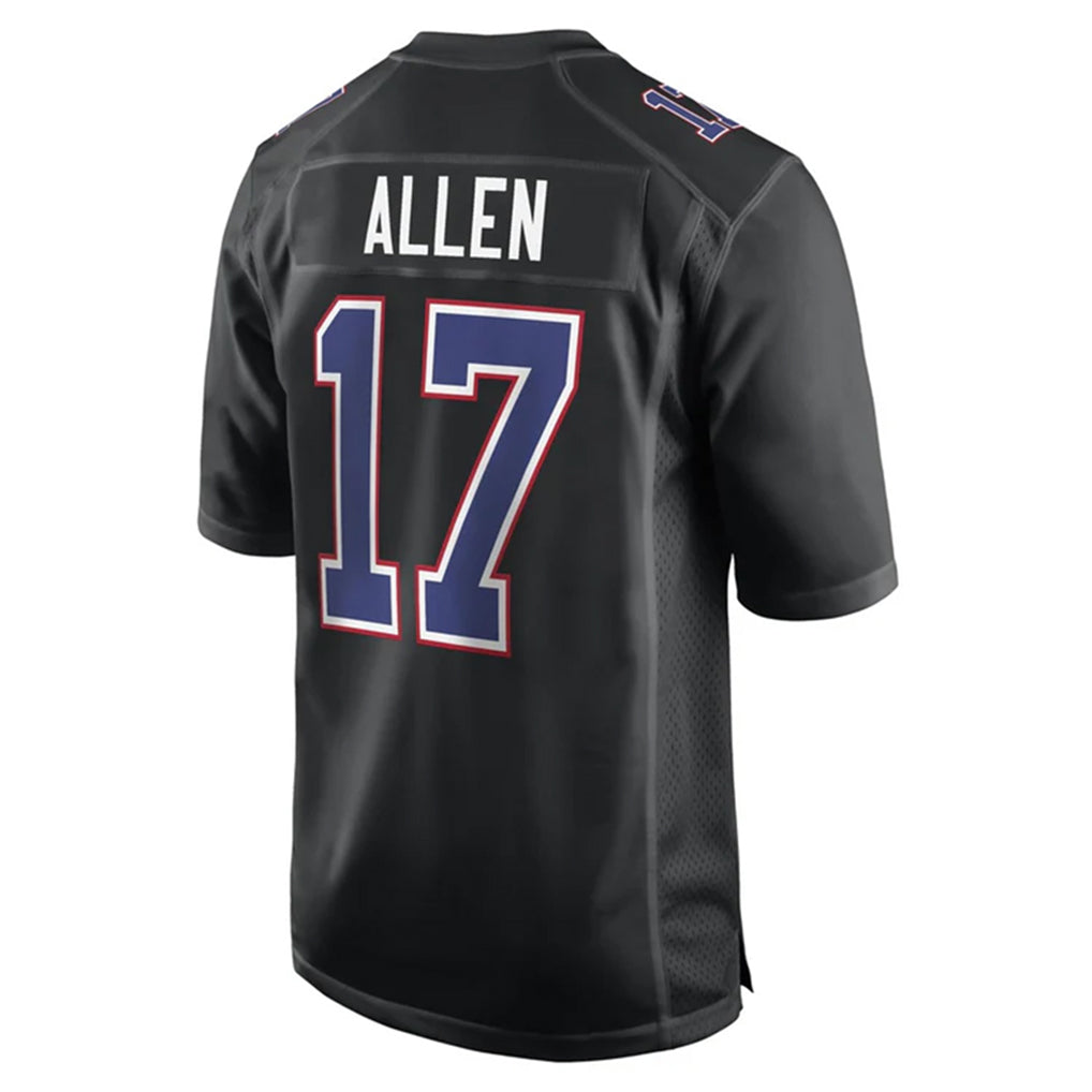 B.Bills #17 Josh Allen Player Black Carbon Fashion Replica Game Odoa Stitched Jerseys