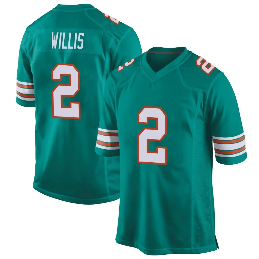 M.Dolphins #2 Malik Willis Player Aqua Alternate Home Game Odoa Stitched Jerseys