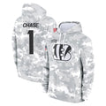 C.Bengals #1 Ja'Marr Chase Player Arctic Camo Salute to Service Pullover Hoodie Limited Odoa Stitched Jerseys