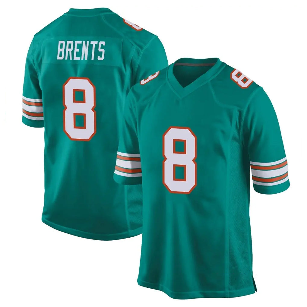 M.Dolphins #8 JuJu Brents Player Aqua Alternate Home Game Odoa Stitched Jerseys