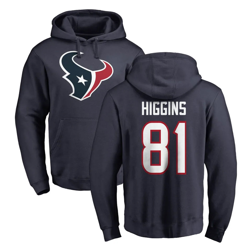 H.Texans #81 Jayden Higgins Player Navy Pro Line Pullover Hoodie Limited Game Odoa Stitched Jerseys