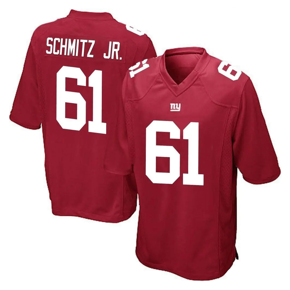 NY.Giants #61 John Michael Schmitz Jr. Player Red Home Game Odoa Stitched Jerseys