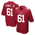 NY.Giants #61 John Michael Schmitz Jr. Player Red Home Game Odoa Stitched Jerseys