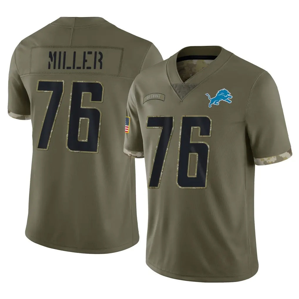 D.Lions #76 Blake Miller Player Olive Salute To Service Limited Odoa Stitched Jerseys