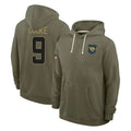 J.Jaguars #9 Logan Cooke Player Olive Salute to Service Pullover Hoodies Limited Odoa Stitched Jerseys