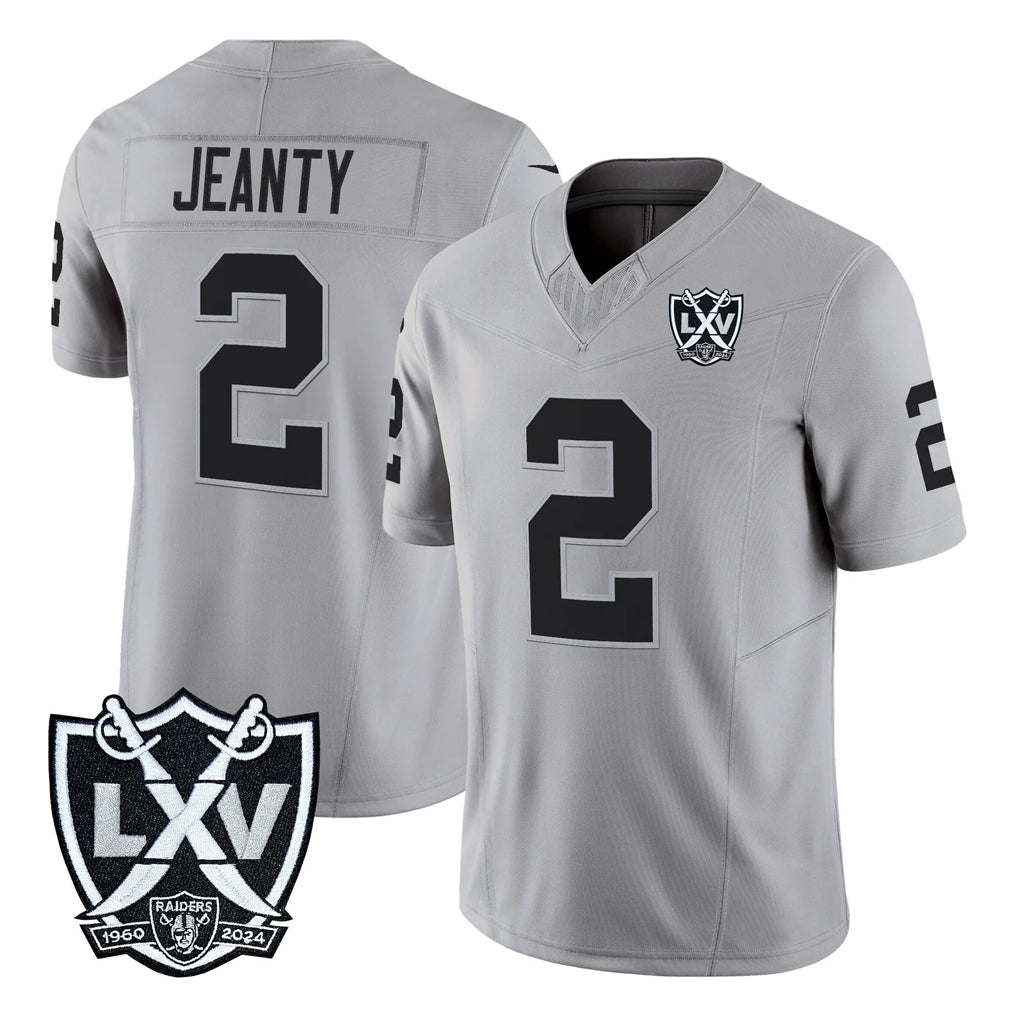 LV.Raiders #2 Ashton Jeanty Player Gray 2026 Vapor Limited Home Game Odoa Stitched Jerseys
