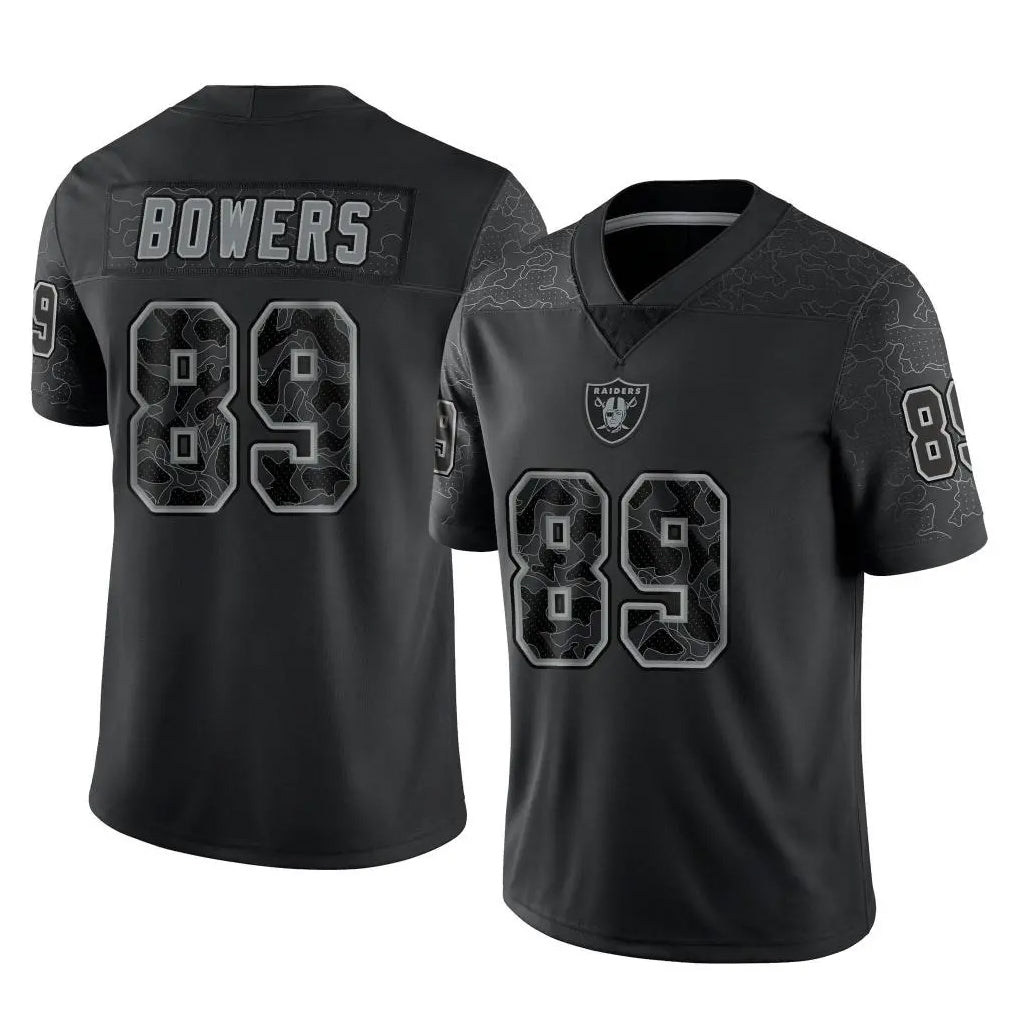 LV.Raiders #89 Brock Bowers Player Black Reflective Limited Game Odoa Stitched Jerseys