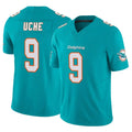 M.Dolphins #9 Joshua Uche Player Aqua Limited Vapor F.U.S.E. Home Game Odoa Stitched Jerseys