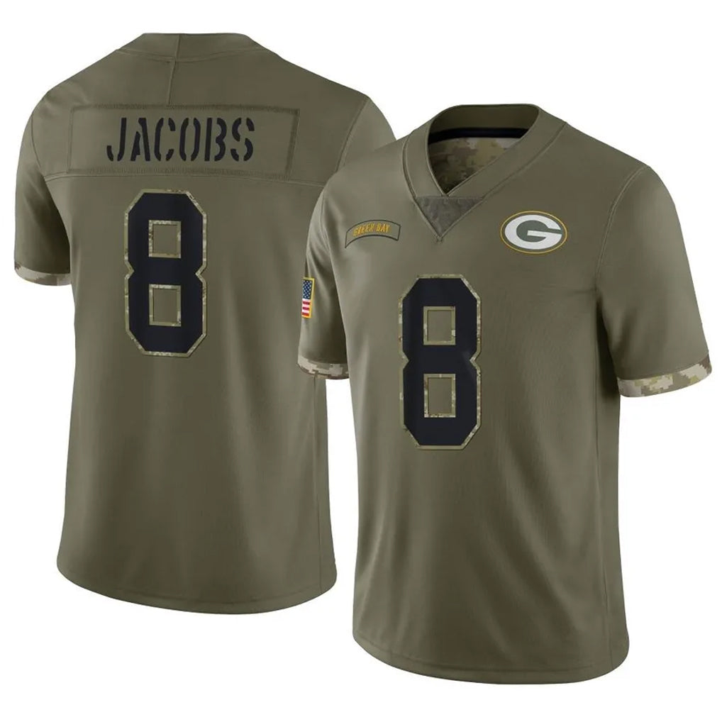 GB.Packers #8 Josh Jacobs Player Olive Salute To Service Limited Odoa Stitched Jerseys