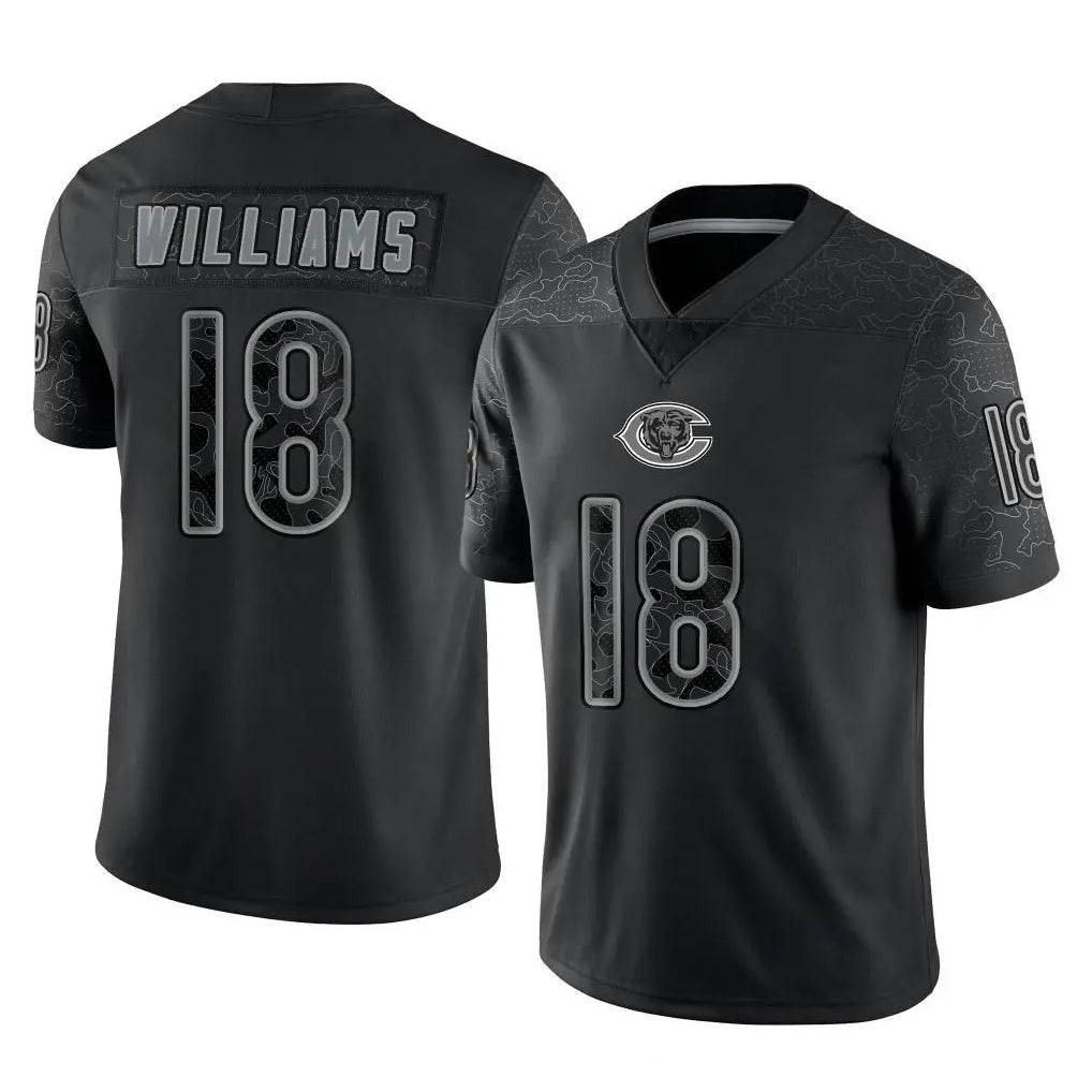 C.Bears #18 Caleb Williams Player Black REFLECTIVE Limited Game Odoa Stitched Jerseys