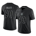 P.Steelers #90 T.J. Watt Player Black Reflective Limited Home Game Odoa Stitched Jerseys
