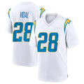 LA.Chargers #28 Kimani Vidal Player White Home Game Odoa Stitched Jerseys